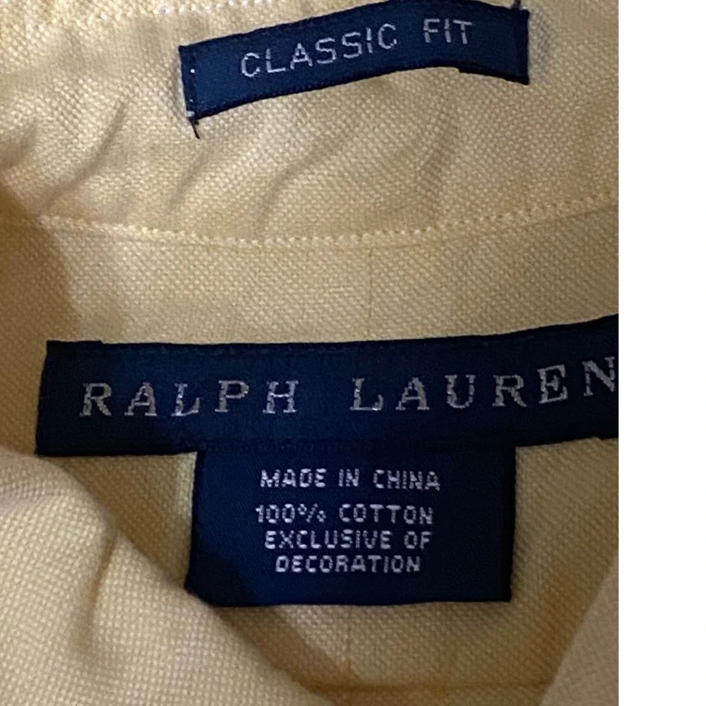 Ralph Lauren Button Down Shirt Boys Size 14 Yellow Preppy Classic Fit Oxford